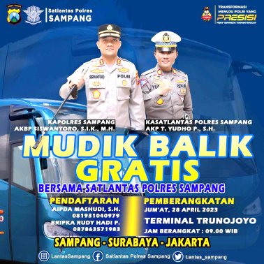 Polres Sampang Siapkan 2 Bus, Pemudik Yang Akan Balik Menuju Kota Surabaya & Ibu Kota Jakarta