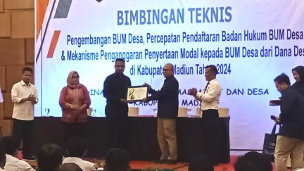 Dinas PMD Kab. Madiun bersama KPP Pratama gelar Bimtek, Terkait Meningkatkan Kapasitas Pengurus BUMDes 