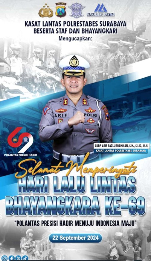 Kasat Lantas Surabaya Beserta Bhayangkari Mengucapkan Selamat Memperingati Hari Polantas Bhayangkara Ke-69 Tahun