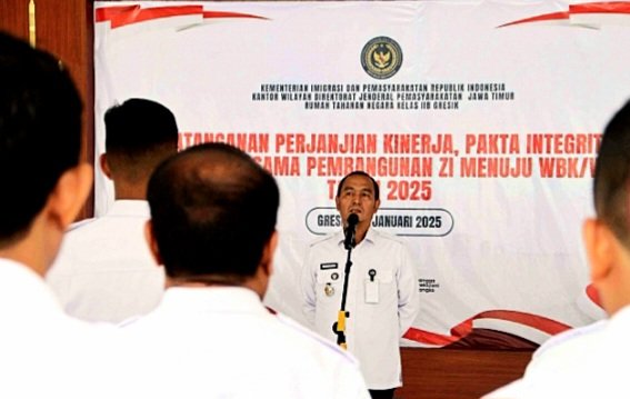 Rutan IIB Gresik Tanda Tangani Komitmen Bersama Pembangunan Zona Integritas Menuju WBK dan WBBM 2025