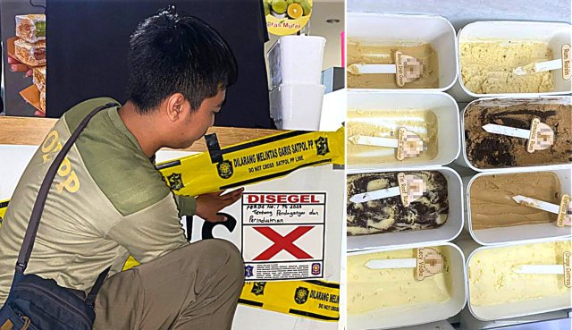 Satpol PP Surabaya Segel Stan Es Krim Diduga Mengandung Alkohol hingga 40%