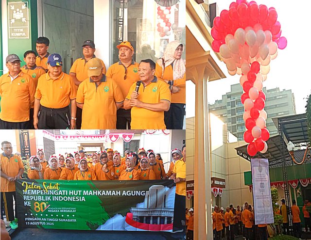 Pengadilan Tinggi Jawa Timur Gelar Jalan Sehat Meriahkan HUT RI ke-80 dan HUT MA ke-80