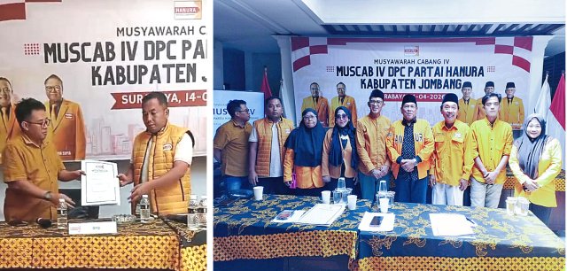 Muscab IV Hanura Jombang Digelar di Surabaya, Budi Santoso Resmi Nahkodai Kepengurusan Baru hingga Tingkat Desa