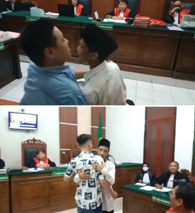 Dibalik Insiden Pembacokan, Isak Tangis Pecah di Persidangan Terdakwa dan Korban Saling Berpelukan dan Memaafkan