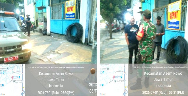 Diduga Tanpa Izin dan Abaikan K3, Pemasangan Kabel iForte di Asemrowo Surabaya Disorot, Satpol PP Turun ke Lokasi