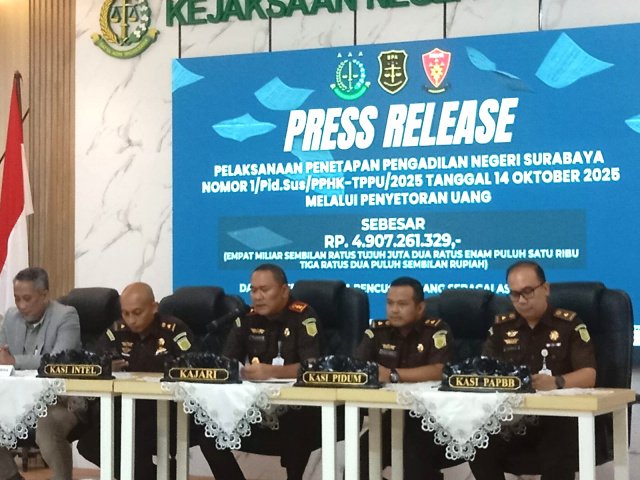 Rp4,9 Miliar Hasil Penyitaan Perkara TPPU Disetor ke Kas Negara, Kejari Tanjung Perak Ungkap Aset Terkait Judi Online